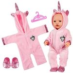 Aolso Baby Doll Clothes for 14-18 Inch Doll 35-45 cm Baby Doll, New Doll Clothes Outfits, Sweet Outfits Hooded Jumpsuit with 1 Coat hanger, New Born Baby Dolls Girls Birthday (Unicorn)