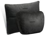 HUUSO Headrest Waist Cushion Set Black, Maybach Design Super Soft Car Headrest (2 Pc) & Pillow Lumbar Support (2 Pc) Compatible with Mercedes-Benz S-Class