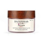 bhu botanicals Skin Brightening Face Scrub| Saffron | French Rose Clay | Activated Charcoal | Tan Removal | Deep Exfoliation | Oily to Normal skin | Dry to sensitive skin| 50 gm