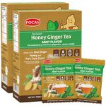 Pocas Honey Ginger Tea - Instant Tea Powder Packets with Mint & Ginger Honey Crystals Tea, Non-GMO/Gluten Free/Caffeine Free Tea, 20 Count (Pack of 2)