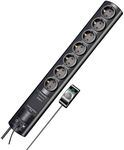 Brennenstuhl Primera-Tec Comfort Switch Plus 7-Way Power Strip with Surge Protection (2 m Cable, Switch and RJ-11 Connection) Black