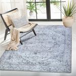 Wegital Area Rugs Living Room Bedroom Non-Slip Large Rugs Washable Short Pile Rug For Living Room Bedroom Dining Room Luxury Skin-Friendly Carpet Persian Pattern Boho Rug (Grey, 180x270cm)