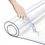 Large Clear Desk Protector Mat PVC Transparent Table Protector, 120 x 58cm Non-Slip Waterproof Clear Desk Pad Table Cover Protector with Round Edge, for Office, Home, Writing Desk Tabletop