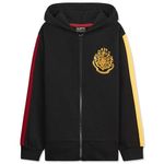 Harry Potter Girls Zipped Hoodie, Soft Cosy Hogwarts Hooded Sweatshirt - Gifts for Girls (Black, 11-12 Years)