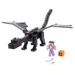 Minecraft Ultimate Ender Dragon Figure, 20-in Mist-Breathing Creature, Plus 3.25-in Color-Change Steve Figure, Weapon, Amor and Battle Accessory, Gift for 6 Years Old and Up