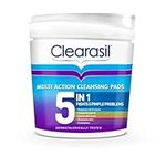 Clearasil 5-In-1 Ultra Cleansing Salicylic Acid Pads, Face Exfoliating For Acne Prone Skin, Unblock Pores, Reduces Blackheads, Pimples & Excess Oil, Everyday Spot Prevention, Pack of 65