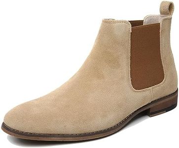 Cestfini Chelsea Boots Men Classic Elastic Dress Boots Casual Men's Leather Chelsea Ankle Boots E05-CAMEL-11