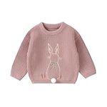 PanLidapan Toddler Baby Girl Easter Clothes Bunny Jumper Knitted Sweater Rabbit Sweatshirt Long Sleeve Pullover Top (Pink, 9-12 Months)