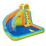 Banzai Splash ’N’ Blast Water Slide, Heavy Duty Inflatable Backyard Water Park w/Waterslide, Ball Hoop, & Cannon, for Kids Ages 5-12, Multicolor