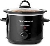 Elite Gourmet MST-350B Electric Slow Cooker, Adjustable Temp, Entrees, Sauces, Stews & Dips, Dishwasher Safe Glass Lid & Crock (3 Quart, Black)