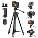 Camera Tripod, EVERESTA 55" Camera Phone Tripods Stand for DSLR, Gopro Extendable Tall Tripod with Remote Shutter and Cell Phone Mount