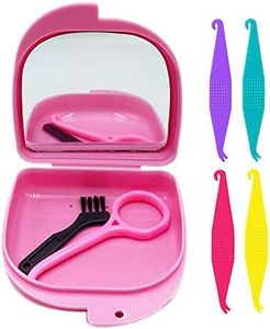 HRASY Oral Care Disassembly Kit/7pcs Including 1 Retainer Case With Mirror and Vent Holes | 1 Aligner Remover Tool | 4 Elastic Rubber Bands Placers | 1 Cleaning Brush (Pink)