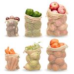 Dcluttr cotton mesh (set of 6) vegetable bags for fridge storage | Washable reusable ecofriendly fridge storage bags for vegetables | fridge organizer multipurpose storage bag