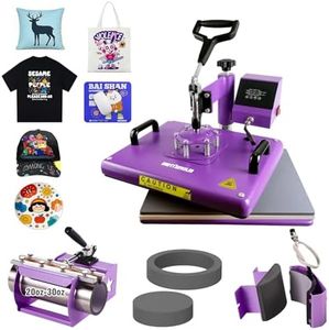 BetterSub 5 in 1 Heat Press Machine 12x15 inch, Industrial-Quality Sublimation Press with 30oz Tumbler Attachment & Curved Hat Plate, 360° Swivel Design for T-Shirts, Vinyl, DTF Film - Purple