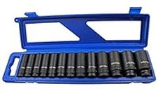 US Pro 13pc 1/2" Dr 12 Sided Metric Deep Impact Socket Set Sockets 1683