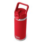 YETI Rambler, Stainless Steel Vacuum Insulated C Straw Bottle with Straw Cap, Rescue Red, 18oz (532ml)