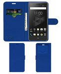 ACM Leather Window Flip Wallet Front & Back Case Compatible with BlackBerry Motion Mobile Cover Blue