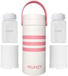 Mumzy - Portable Breastmilk Cooler - 2 Breastmilk Storage Bottles - 2 Cooler Inserts - Keep Milk Fresh for 24+ Hours (Pink)