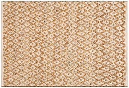 Natural Fibre Diamond Woven Rug- 24x36 White/Natural