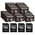 GIGASTONE 32GB Memory Card Pack of 20 Full HD Video, Compatible with Surveillance Security Camera, Action Camera, Drone, High Speed Up to 90MB/s, Class10 MicroSDHC with Adapter