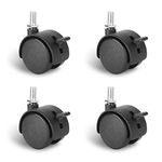 Dalyndar 4 Pack 1.5 Inch Swivel Stem Caster Wheels Replacement Casters 1.5' Furniture Wheel with Locking Brake Metric Threaded Stem M8 Wheels for Table Drawer Plant Shelf Metal Rack Laundry Basket