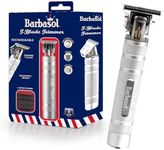 Barbasol Stainless-Steel Rechargeable Zero-Gapped T-Blade Trimmer, Hanging Blade, 3 Guide Combs