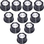 Taiss 10pcs Potentiometer Knobs,Rotary Knobs,Silver Tone Top Switch Knob for 6.4mm / 0.25" Shaft Hole .Volume Control Rotary Knobs Top Diameter: 23mm Black A03-6.4mm