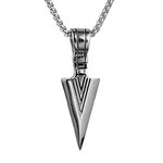 El Regalo Men's Stainless Steel Arrowhead Necklace for Boys/Men- Gift for Him (Silver Tone)