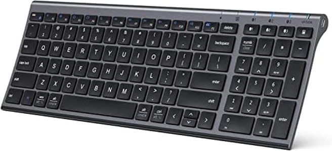 iClever BK10 Bluetooth Keyboard, Rechargeable Wireless Keyboard with Number Pad, Multi-Device Connection, Slim and Compact Design, Comfortable Typing Keyboard for iPad, iPhone, Mac, iOS, Windows