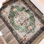 YesRug 2x3 Small Rugs for Entryway, Green Boho Area Rug for Bathroom Throw Hallway Vintage Kitchen Rugs Non Slip Washable, Indoor Entrance Floor Carpet