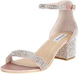 SheSole Women's Rhinestone Heels Sparkly Sandals Wedding Shoes for Bride Low Heel Prom Party Dress Shoes Champagne Size 8