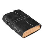 Leather Bound Journal - Black, 7"X5", 220 Pages - Vintage Blank Paper Diary for Writing, Drawing, Sketchbook, and Travel Notebook - Ideal for Women and Men