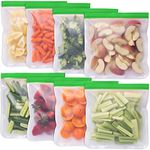 Greenzla Reusable Gallon Bags - 8 Pack - Extra Thick Reusable Freezer Bags - BPA Free, Easy Seal & Leakproof Food Storage Bags for Marinate Food, Fruits, Sandwich, Snack, Meal Prep, Travel Item