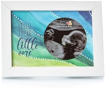 MBHB Wooden Ultrasound Photo Frames, 5x7 Real Wood White Picture Frame with 3.5" Circular Cutout, Beautiful Display for Baby's First Scan, Ideal Gift, Suitable for Nursery/Bedroom, Hello There