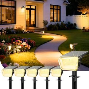 Linkind Solar Spot Lights Outdoor, 60 LEDs Solar Landscape Lights with 30% Conversion Rate and Waterproof IP67, Ideal for Outside, Garden, Yard, Pathway (6 Pack, Warm White)