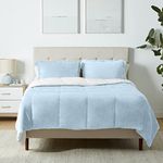 Amazon Basics Ultra-Soft Micromink Sherpa Comforter Bed Set - Smoke Blue, Full/Queen