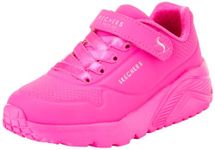 Skechers Girls Uno Lite Trainers, Hot Pink Synthetic Trim, 11 UK