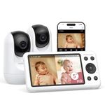 Momcozy BM04 Smart WiFi Baby Monitor with 2 Cameras, 5’’ 1080P Split Screen Video Baby Monitor with Camera and Audio, Clear Night Vision, 5000mAh Battery, 2-Way Audio