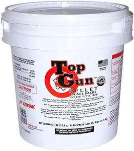 JT Eaton 754 Top Gun Pellet Place Packs Rodenticide, Neurological Bait with Stop-Feed Action, for Mice and Rats (4 lb Pail of 128)