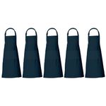 RAJRANG Reflecting Pond Blue Cotton Aprons With 3 Pockets and Adjustable Neck Straps Plain Professional Soft Full Apron for Women Men Set of 5