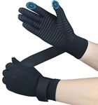 Copper Arthritis Compression Gloves for Pain Relief,Rheumatoid Arthritis,Carpal Tunnel,Full Finger Compression Hand Glove with Wrist Strap & Touchscreen Tips, Fit for Women Men (Small/Medium 1 Pair)