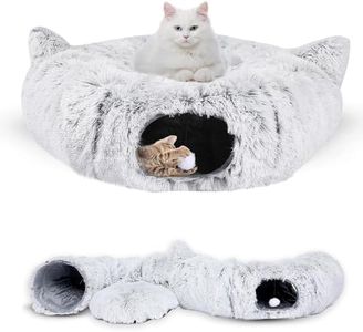HAOLEYAO Cat Tunnel Bed by - Cat Donut Tunnel - Collapsible Cat Tunnels for Indoor Cats with Kitty Ears Design - Easy Assembly - for Small Cat & Kitten Breeds - Includes Hanging Ball
