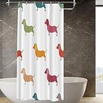 BaoNews Cute Dachshund Decor Shower Curtain,Dog Small Puppies Textile Animal Hunter Polyester Shower Curtain for Shower Stall Bathroom Waterproof with 6 Hooks 36x72 Inch