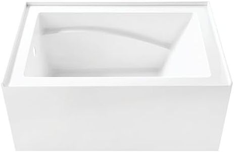 Aqua Eden VTAM4832L22D 48-Inch Anti-Skid Acrylic 3-Wall Alcove Tub with Left Hand Drain, Glossy White