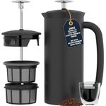 ESPRO P7 Stainless Steel Cafetiere – Patented Double Walled Micro-Filter Insulated French Press Coffee Maker, Grit-Free Brew - Heat Resistant BPA Free - Matte Black (530ML)