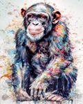 TISHIRON Full Body Chimpanzee Ink Painting Paint by Numbers for Adults, Oil Painting DIY Digital Art Artwork with 3 Paintbrushes and Acrylic Paint 16x20 Inch (Without Frame)