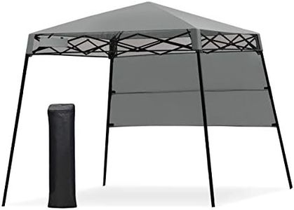 Costway 2.1m x 2.1m Slant Leg Pop-up Canopy, Outdoor Tent for Sun Protection, Portable and Lightweight Shelter w/Backpack for Camping, Party, Barbeque, in Garden, Patio, Beach (Grey)
