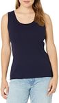 Hanes Women's Mini-Ribbed Cotton Tank, Navy, MEDIUM