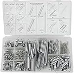 Spring Assortment Kit, Tiberham 200 Pcs Assorted Extension and Compression Springs, Zinc Plated Metal Tension Spring Set with Portable Storage Box