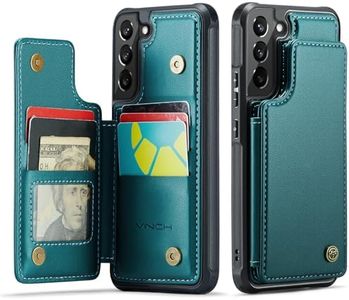 Vinich for Samsung Galaxy S22 Plus Wallet Case with Card Holder, RFID Blocking Credit Slots Kickstand Shockproof Phone Cover Fit for Galaxy S22 Plus 6.6" Bluish Green